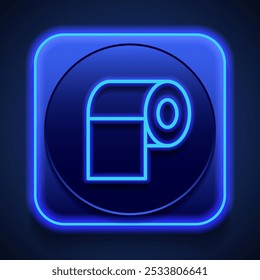 Toilettenpapier einfacher Icon-Vektor. Flaches Design. Blauer Neonstil auf Knopf. Mit shadow.ai