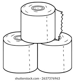 toilet paper stack illustration hand drawn outline vector