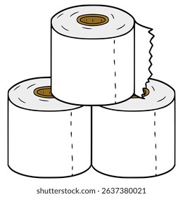 toilet paper stack illustration hand drawn isolated vector