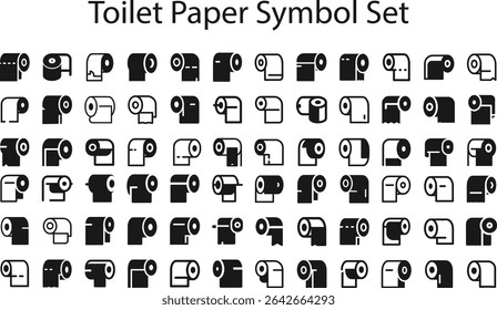 toilet paper Symbol Set.eps. collection, sketches, logo illustrations, web symbols, outline style pictograms package isolated on white background. Vector graphics. stock illustration