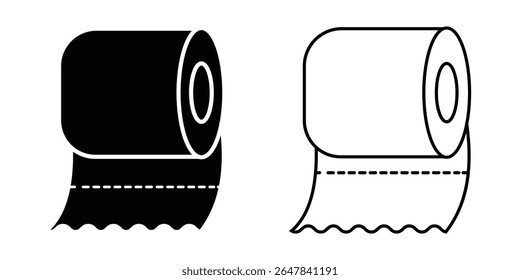 Papel higiênico e ícone de papel de tecido conjunto vetorial. Silhueta de tecido e papel higiênico rolo símbolo de vetor design. Ícone de estrutura de tópicos do papel tissue. Ilustração vetorial.