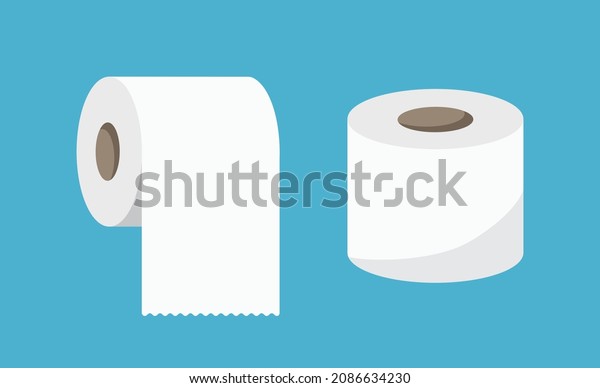 Toilet paper tissue isolated. Toilet paper roll in\
flat style. Vector\
stock