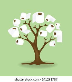 Toilet Paper. Tree Vector Illustration.