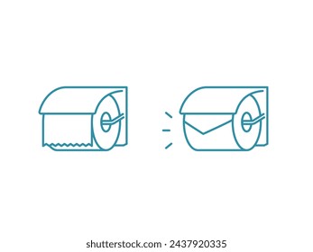 Toilet paper: triangular fold and unfold line drawing set (with holder)