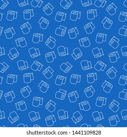 Toilet Paper vector blue outline seamless pattern