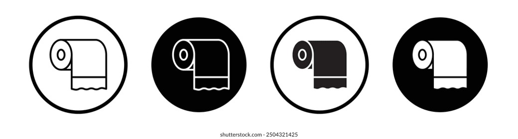 Conjunto de iconos de Vector de papel higiénico negro relleno y estilo delineado.