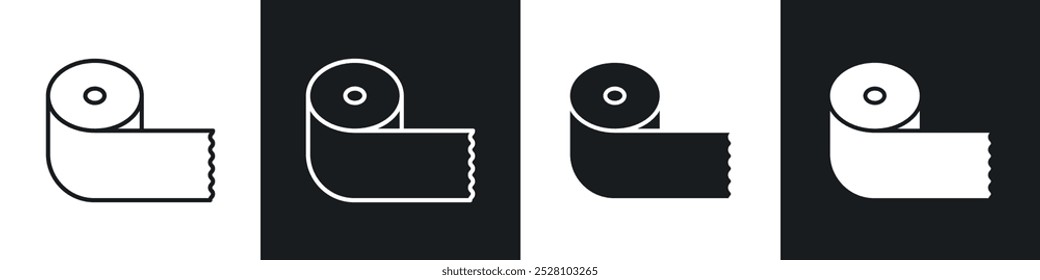 Icono de Vector de papel higiénico en blanco y negro