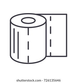 toilet paper vector line icon, sign, illustration on background, editable strokes