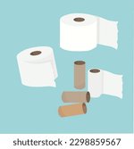 Toilet paper vector set. Toilet paper flat vector. Cartoon style.