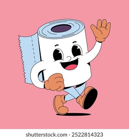 Toilet paper walking mascot cartoon