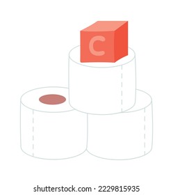 Toilet papers and playing cube flat icon Potty equipments