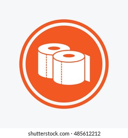 Toilet papers sign icon. WC roll symbol. Graphic design element. Flat toilet paper symbol on the round button. Vector