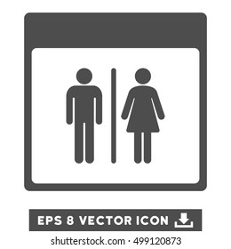 Toilet Persons Calendar Page icon. Vector EPS illustration style is flat iconic symbol, gray color.