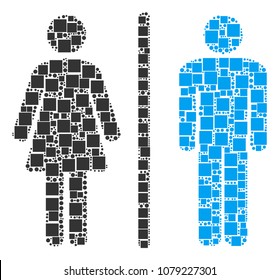 Toilet Persons composition icon of rectangles and circle particles in various sizes. Vector objects are grouped into toilet persons collage design concept.