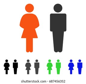 Toilet Persons flat vector icon. Colored toilet persons gray, black, blue, green pictogram variants. Flat icon style for application design.