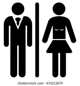 Toilet Persons icon. Vector style is flat iconic symbol, black color, white background.