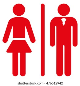Toilet Persons icon. Vector style is flat iconic symbol, red color, white background.