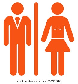 Toilet Persons icon. Vector style is flat iconic symbol, orange color, white background.