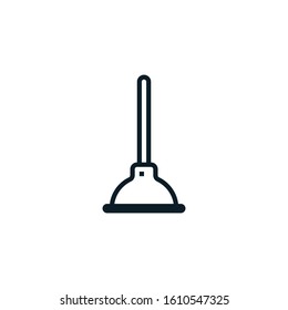 Toilet plunger, bathroom cleaning outline icons. Vector illustration. Editable stroke. Isolated icon suitable for web, infographics, interface and apps.
