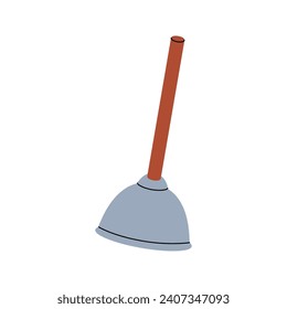 Toilet plunger. Cleaning service tool. Housekeeping service equipment. Vector illustration.