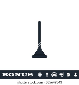 Toilet Plunger icon flat. Black pictogram on white background. Vector illustration symbol and bonus button