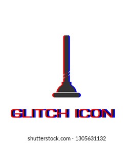 Toilet Plunger icon flat. Simple pictogram - Glitch effect. Vector illustration symbol