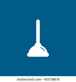 Toilet Plunger Icon On Blue Background