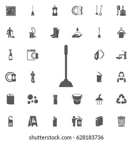 Toilet Plunger Icon on the white background. Set of cleaning icons