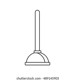 Toilet plunger icon in outline style on a white background vector illustration