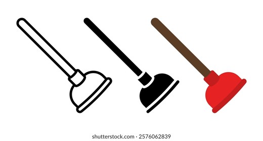 Toilet Plunger icon set. Plunger sign. for mobile concept and web design. vector illustration on white background