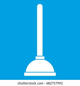 Toilet plunger icon white isolated on blue background vector illustration