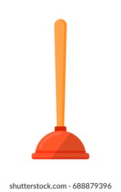 Toilet plunger isolated icon in flat style. House cleaning tool, housework supplies vector illustration