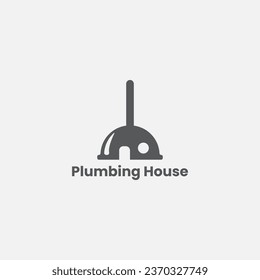 Toilet plunger logo in the shape of a house.