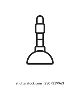 Toilet Plunger Outline Icon Vector Illustration
