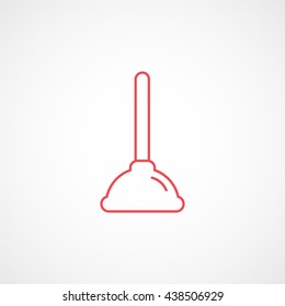 Toilet Plunger Red Line Icon On White Background