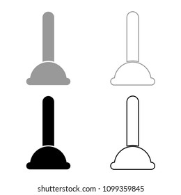 Toilet plunger sanitary tools household cleaning icon set grey black color outline