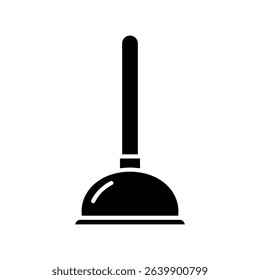 Toilet plunger silhouette in minimal style. Vector illustration