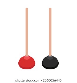 Toilet plunger vector illustration on white background. Plunger toilet tool for cleaning drain lines.