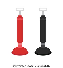 Toilet plunger vector illustration on white background. Plunger toilet tool for cleaning drain lines.