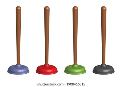 Toilet plunger vector realistic design