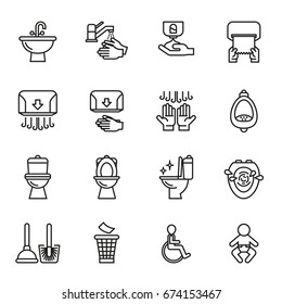 Toilet Public Sign Symbol Icon Pictogram. Line Style stock vector.