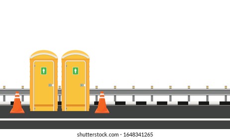 Toilet public vector. Roadside vector. free space for text. wallpaper. copy space.