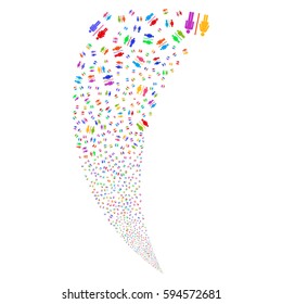 Toilet random fireworks stream. Vector illustration style is flat bright multicolored iconic symbols on a white background. Object fountain constructed from scattered pictograms.