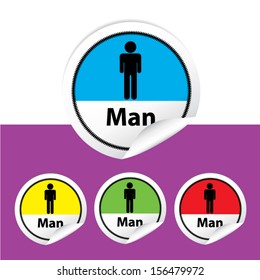 Toilet or Restroom colorful man signs. Vector