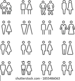 Toilet, Restroom icon illustration vector set. Contains such icon as WC door, couple, men, women, gender and more. Expanded Stroke