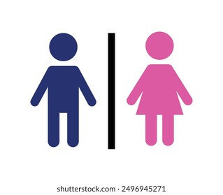 Icono del Vector del elemento de la señal del baño del retrete para el símbolo público de la navegación. Color azul masculino y rosa femenino. Ilustración vectorial