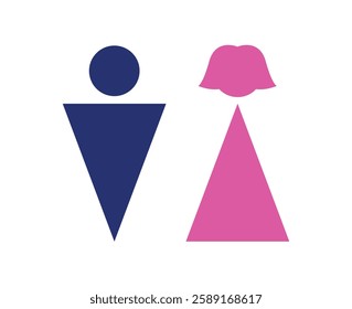 Toilet restroom sign element vector icon for public navigation symbol. Male Blue and female pink color. Vector illustration