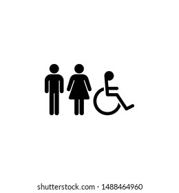 toilet Restroom Sign Icon For Public Navigation symbol. international sign for Restroom. people