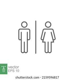 Toilet restroom sign icon. Public navigation symbol. Simple outline style. Vector illustration isolated on white background. EPS 10