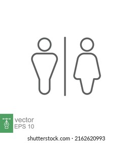 Toilet restroom sign icon. Public navigation symbol. Simple outline style. Vector illustration isolated on white background. EPS 10